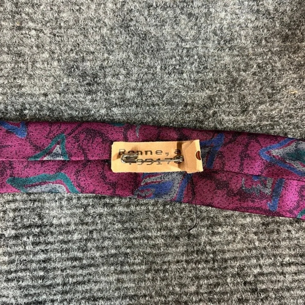 Strathmore Anderson-Little Mens Silk Tie Burgundy Blue Geometric Made in Italy